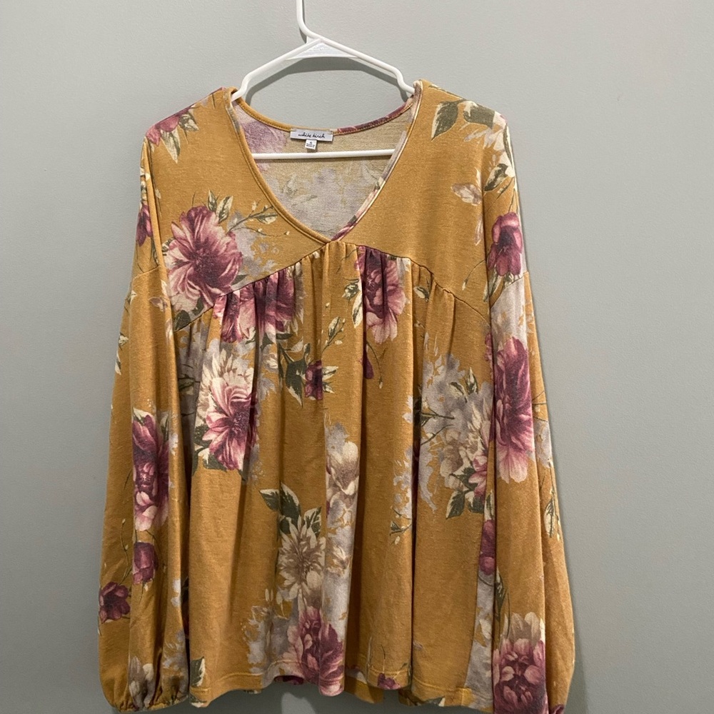 Floral Mustard Top